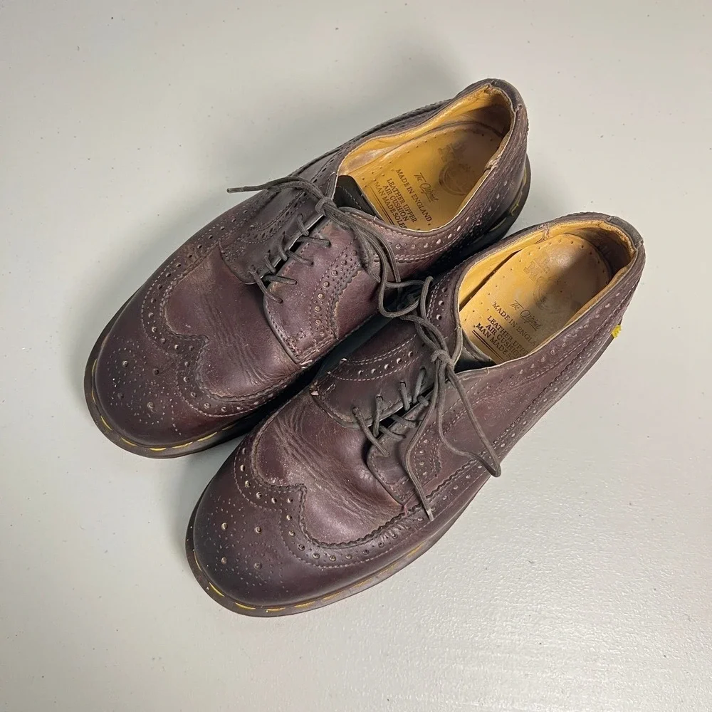 Dr. Martens 3989/59 Made in England Brown Leather Brogue Shoes UK 7 US M 8 W 9